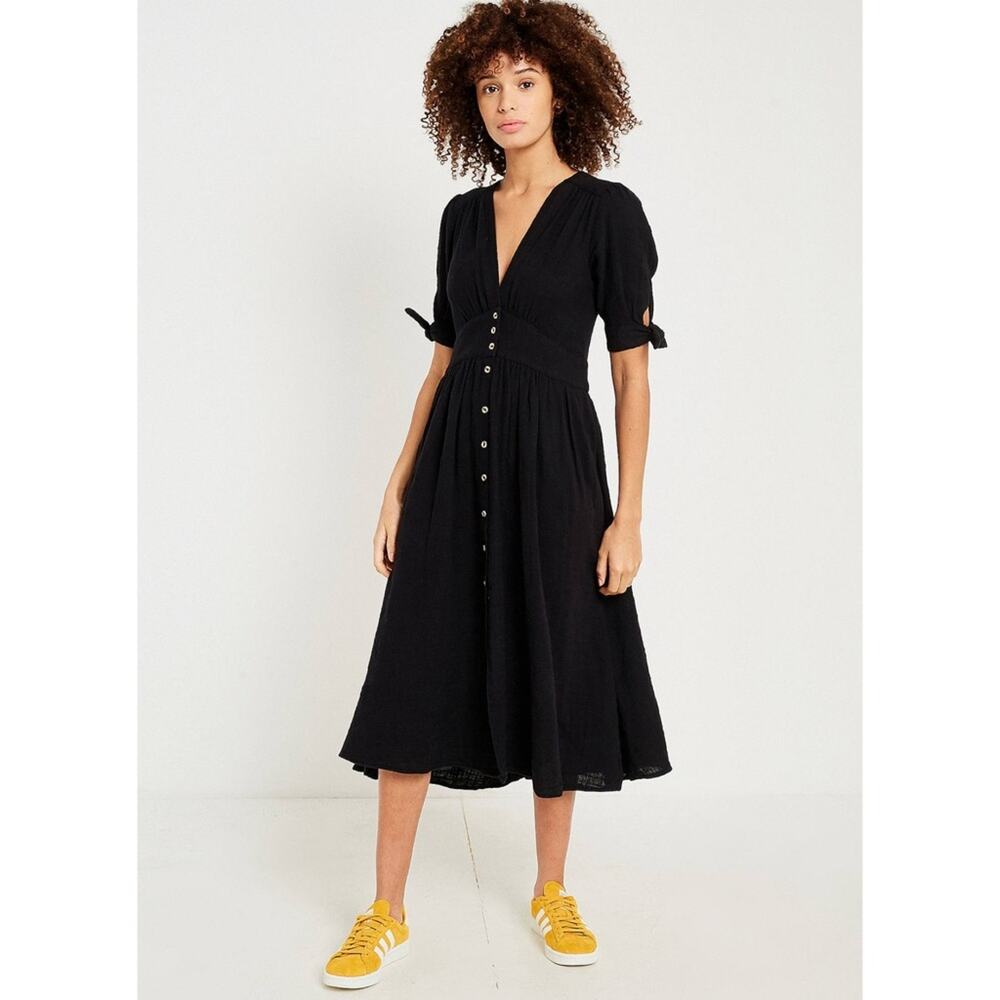 FREE PEOPLE Love of My Life Black Cotton Midi Dress Women's Size Large NEW - Picture 14 of 14